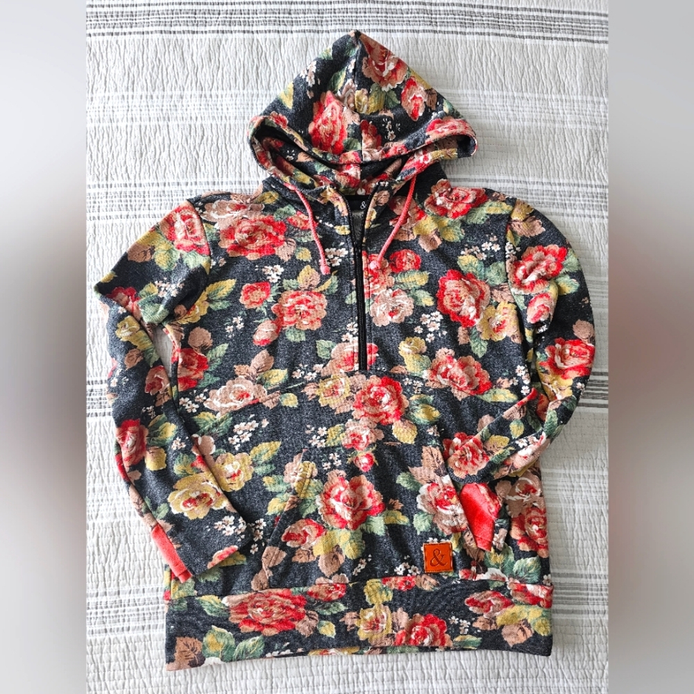 Ampersand Ave Floral 1/4 Zip Hoodie